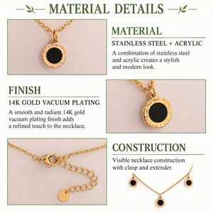 สร้อยคออะคริลิคสเตนเลสสตีล ชุบทอง 14K ด้วยระบบสุญญากาศ สายยาว 43+5.5 ซม. จี้ขนาด 8 มม. - Product Image 2
