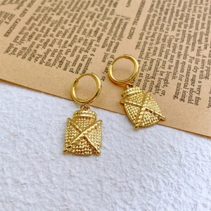 1 Paio di Orecchini Pendenti in Acciaio Chirurgico 316L 18G, Texture Intrecciata, Placcati in Oro, Stile Ancora, Gioielli alla Moda - Product Image 6