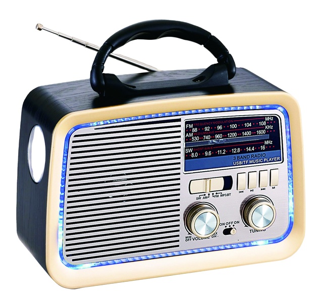 Antique Plastic Classic Retro Portable Radio AM/FM SW 3-Band Wireless USB TF MP3 Player Built-In Speaker Solar Panel
