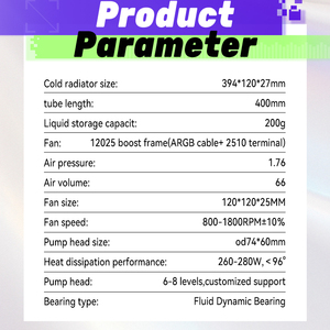 Sistema di Raffreddamento a <span class=keywords><strong>Liquido</strong></span> AIO ARGB da 120mm con <span class=keywords><strong>Dissipatore</strong></span> in Rame e Alluminio e Cuscinetto Fluido <span class=keywords><strong>per</strong></span> Processore, Raffreddamento Ottimale del PC - Product Image 2