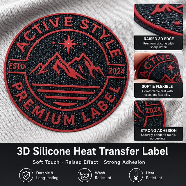 YunShang 3D Silicone Heat Transfer Label for Sportswear Raised Soft Rubber Logo Patch for Jersey Hoodie Cap and Bag Branding