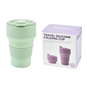 Vente en gros de gobelets en silicone 350 ml, bouteille d'eau portable, gobelet à café réutilisable en silicone avec couvercle, gobelet pliable en silicone - Product Image 3