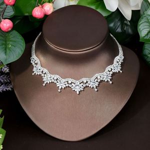 ชุดเครื่องประดับเจ้าสาวสุดหรูแบบคิวบิกเซอร์โคเนียชุดสร้อยคอและต่างหู4ชิ้นสำหรับผู้หญิง N-1009ของขวัญงานเลี้ยง - Product Image 4