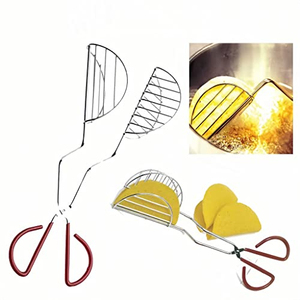 Pinces à tacos en acier inoxydable, poignée antidérapante rouge, robustes, résistantes aux hautes températures, sans danger pour les aliments, compatibles lave-vaisselle, pince de cuisine - Product Image 2