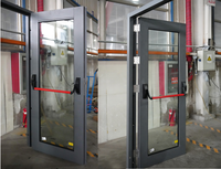 Porte en verre Yonking à double battant, porte extérieure commerciale en acier galvanisé avec verre trempé ignifuge