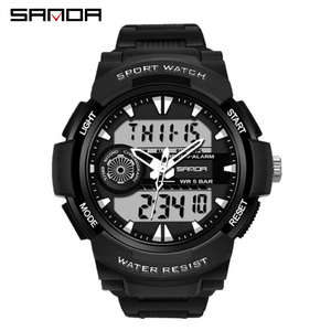 SANDA 6002 นาฬิกาข้อมือมัลติฟังก์ชั่นแบบดูอัลใหม่ นาฬิกาสำหรับผู้ชายผู้หญิงพร้อมฟังก์ชั่นปลุก วันในสัปดาห์ วันที่ และเรืองแสง - Product Image 1