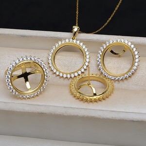 S925 Silver DIY Accessory <b>Set</b> 4882 Pendant 13.5mm Earring & 17.5mm Pearl Horse Shell Flat Bottom Empty <b>Bead</b> Caps & <b>Beads</b> Holder - Product Image 1