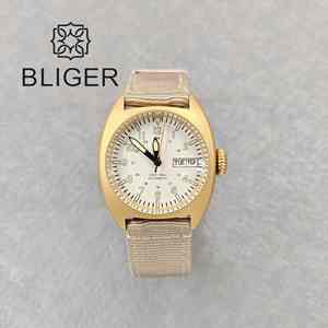 Bliger Custom Watch 36/39mm NH35A orologio pilota meccanico con doppio calendario automatico quadrante luminoso cinturino in pelle impermeabile - Product Image 3