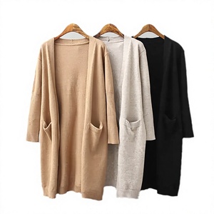 Vente Flash CAREWEAR SPORTS – Cardigan en Maille Tricotée pour Femme, Col en V, Manches Bouffantes, avec Poches, Respirant, Couleur Unie, Haute Qualité, Hiver, Décontracté - Product Image 1