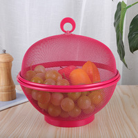 Moderne metalen fruitmand met deksel & mandje - milieuvriendelijke, vliegenvrije opbergoplossing voor fruit & groenten op het aanrecht