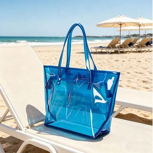 Custom Logo PVC <b>Tote</b> Bag Transparent Large Capacity Jelly <b>Plastic</b> Shopping Handbag - Product Image 2