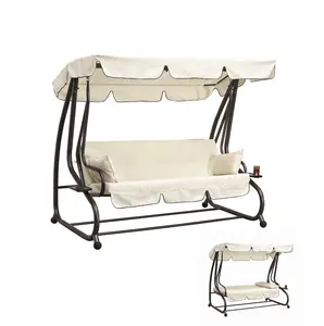 3 인승 새로운 디자인 야외 파티오 정원 스윙 의자, 파티오 스윙 침대, 교수형 의자