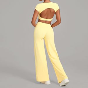 Completo Yoga Aderente con Schiena Scoperta, Pantaloni Dritti ad Asciugatura Rapida, Set Due Pezzi per Esercizio, <span class=keywords><strong>Fitness</strong></span> e Corsa da Donna - Product Image 5