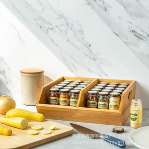<b>Wooden</b> Desktop <b>Storage</b> Box Rectangular Open Top With Compartments For Kitchen Bathroom Organizer - Product Image 3