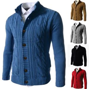 Winter Men's Nylon/Acrylic <strong>Cardigan</strong> <strong>Sweater</strong> with Single Button Closure Custom Logo in Stock - Product Image 1