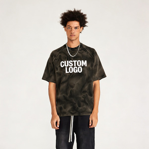Camiseta de Hombre 100% Algodón Tejido, Lavado Ácido, Estilo Vintage, Hombros Caídos, Oversize, Streetwear, Hip Hop, Personalizable con Logotipo - Product Image 3