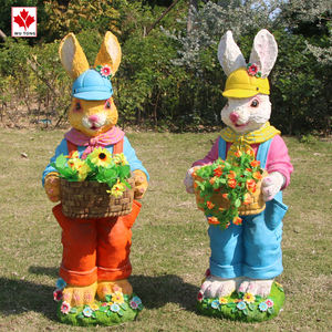 Pots de fleurs en résine pour animaux du jour de Pâques fabriqués à la main Statues de lapin personnalisées pour la décoration de jardin Artisanat en résine unique - Product Image 3