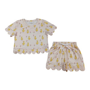 Conjunto de Verano para Niñas, Camiseta de Manga Corta con Estampado de <span class=keywords><strong>Ganso</strong></span> y Pantalones Cortos a Juego, Venta al Por Mayor, Sin Pedido Mínimo - Product Image 4