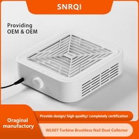 SNRQI WL007 Aspirateur de poussière pour ongles en plastique blanc, filtre, ventilateur sans balais à turbine 120W, aspiration super puissante, 100-240V