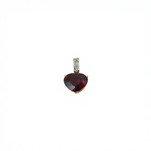 Natural Deep Red <b>Garnet</b> Heart Diamond Rhodium Plated 14K Solid Gold Luxury Women's Gift Pendant Fine Jewelry - Product Image 1
