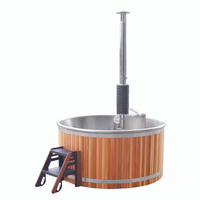 Vier-Personen Freistehender Holzbefeuerter Whirlpool Schwimmbad Hydrotherapie Outdoor-Swim-Spa mit Edelstahl