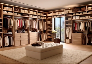 NICOCABIENT Belle armoire en bois Armoire pour chambre à coucher pour hôtel pour <span class=keywords><strong>appartement</strong></span> avec étagères combinées gratuites Rails suspendus - Product Image 5