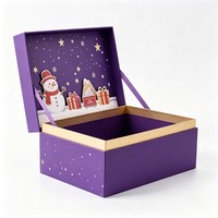Boîte cadeau de Noël rectangulaire généreuse, faite à la main, avec couvercle et base rigides, en papier recyclable, avec logo personnalisé