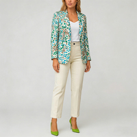 Blazer imprimé léopard pour femme, manches longues, simple boutonnage, revers cranté, élégant, pour le bureau, décontracté, veste de costume, vêtement d'extérieur