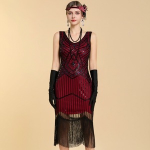 <span class=keywords><strong>Robe</strong></span> de soirée <span class=keywords><strong>vintage</strong></span> Gatsby <span class=keywords><strong>1920</strong></span>, taille plus, col rond, à franges, pour femme - Product Image 2