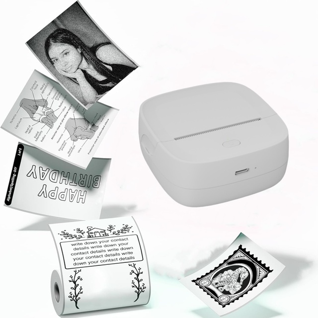 2025 New 2-Inch BP215 Portable Mini Smart Thermal Printer 58mm Inkless Sticker +USB 203dpi Studying Notes in Stock