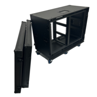 Flight case double rack en aluminium sur mesure avec 6 roues, armoire hydraulique pour montage en rack, pour mélangeurs audio, amplificateurs et enceintes