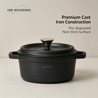 Mini-cocotte en fonte pré-assaisonnée avec couvercle, petite cocotte hollandaise pour service individuel et utilisation à table