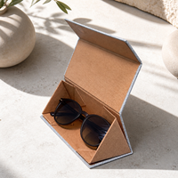 Boîte à lunettes pliante triangulaire personnalisée en carton rigide, emballage monobloc pour lunettes de soleil, étui pour montures de lunettes OEM ODM
