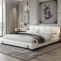 Lit plateforme moderne de luxe rembourré, cadre en bois massif, cuir de qualité supérieure, confort élégant, lit king size pour chambre principale