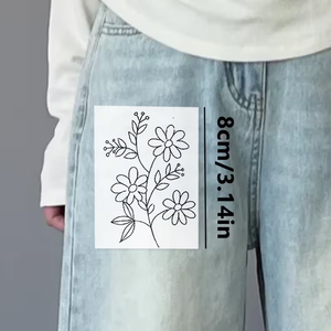 Lot de 24 autocollants brodés lavables et hydrosolubles - un kit floral symétrique adapté aux vêtements, jeans, sacs et chapeaux - Product Image 3