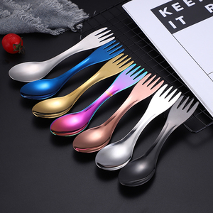 Titan <span class=keywords><strong>2</strong></span>-in-1 Löffel und Gabel Campingbesteck mit Eigenem Logo Edelstahl Spork - Product Image 5