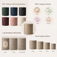 Ensemble cadeau de bougies en gypse faites à la main, design monochrome pour un cadeau esthétique, logo personnalisé en gros avec emballage en boîte colorée