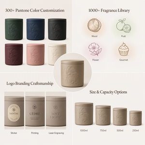 Handmade Plaster <b>Cup</b> Candle Gift Set Monochromatic Design For Aesthetic Gifting Bulk Custom Logo With Color Box Packaging - Product Image 2