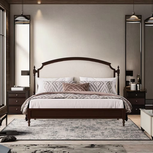 Cama Queen de tablero multicapa de madera maciza de nogal sudamericano de lujo con tapicería de cuero Napa estilo suave para dormitorio - Product Image 4