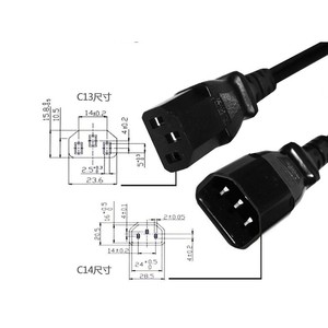 สายไฟ C13 ถึง C15 ขั้วต่อ Iec สำหรับคอมพิวเตอร์ สายต่อขยาย วัสดุพีวีซี - Product Image 2