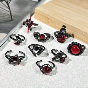Trendy <b>Black</b> Cross Punk Hip Hop <b>Rings</b> Women <b>Men</b> Fashion Adjustable Opening <b>Ring</b> Halloween Gothic Cross Moon Spider <b>Ring</b> - Product Image 5