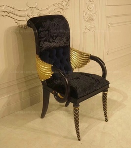 Muebles tallados de madera francesa, silla antigua negra de lujo para comedor con reposabrazos, cheep - Product Image 5