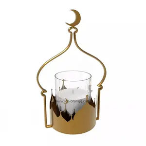 Suporte de vela em forma de lua, castiçal árabe de ramadão para eid mubarak