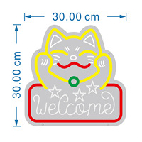 Enseigne néon LED en acrylique personnalisée, multicolore, motif chat porte-bonheur, design gratuit, pour la décoration de la maison et des fêtes ou la publicité en magasin et en bâtiment