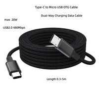 Cable OTG de Doble Vía Tipo C a Micro USB, USB2.0 480Mbps 20W, Cable de Carga y Datos Trenzado, Longitud Personalizada con Logotipo para Dispositivos Android