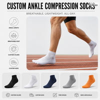 Calcetines de Compresión Personalizados, Hasta el Tobillo, Transpirables, para Correr, Soporte OEM, Venta al Por Mayor, Diseño Personalizado, Colores y Tallas a Medida