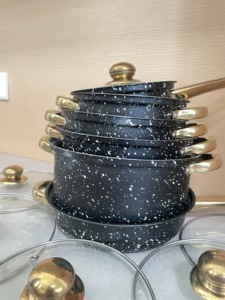 Lot de 12 casseroles et poêles antiadhésives en acier inoxydable pour induction, batterie de cuisine, ensemble d'ustensiles - Product Image 6