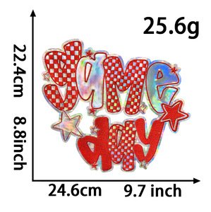 Gameday bordado grande 24cm parche 7 colores DIY en forma de letra PVC pasta de hierro <span class=keywords><strong>para</strong></span> ropa parches de cuero láser transfronterizos - Product Image 3