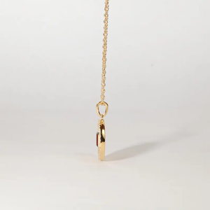 Elegante Collar de Granate en Capas con Piedra de Nacimiento, Colgante de Granate Rojo Corte Esmeralda en Oro Sólido con Halo de Diamantes, Joyería Minimalista - Product Image 3