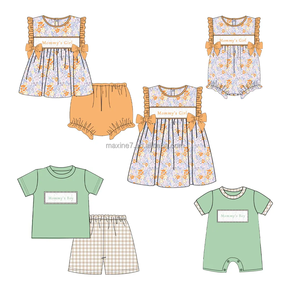 Mùa hè trẻ em smocked quần áo Boutique xác ướp của cô gái trang phục bé gái sinh nhật ăn mặc bộ bán buôn